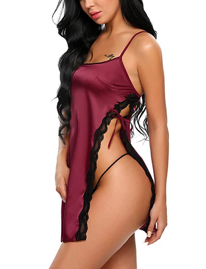 silk sexy lingerie nightdress