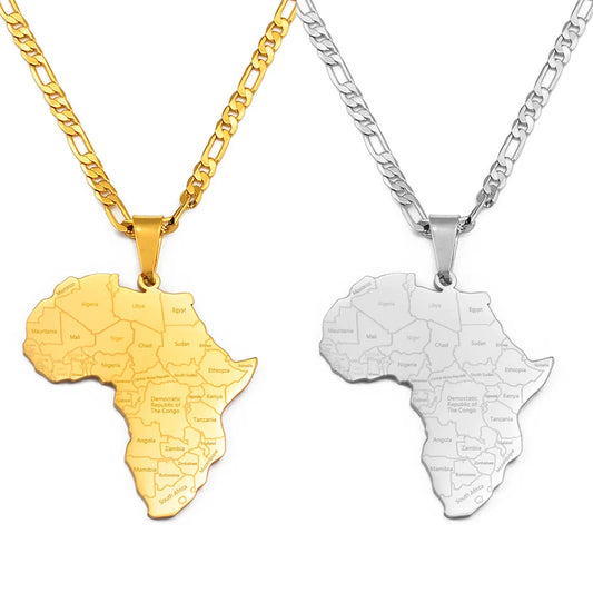 Anniyo Africa Map & Country Name Pendant Necklaces for women.