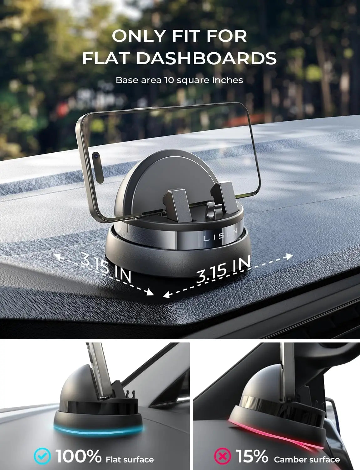 Dashboard,360° Rotatable Cell Phone Holder For iphone15 Pro