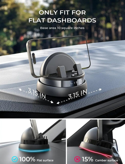 LISEN Car Phone Holder Mount Dashboard,360° Rotatable Dashboard Cell Phone Holder FOR iPhone 15 Pro Max/14/13/12,Samsung S23/22