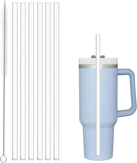 Reusable Straw with Cleaning Brush, Plastic, Clear