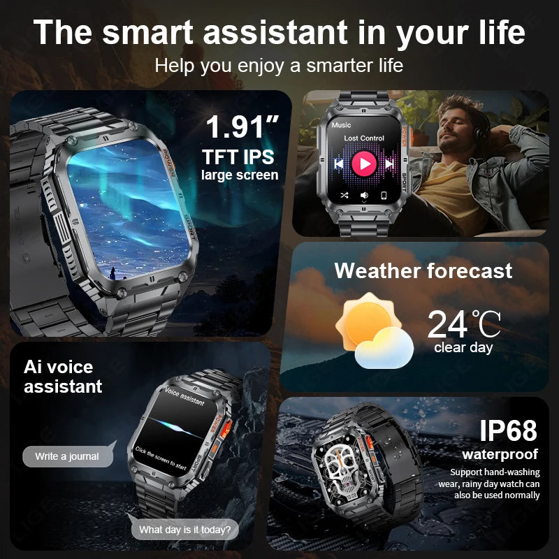 Screen Smart Watch With Led Lighting Health Monitor Smartwatch For Android IOS